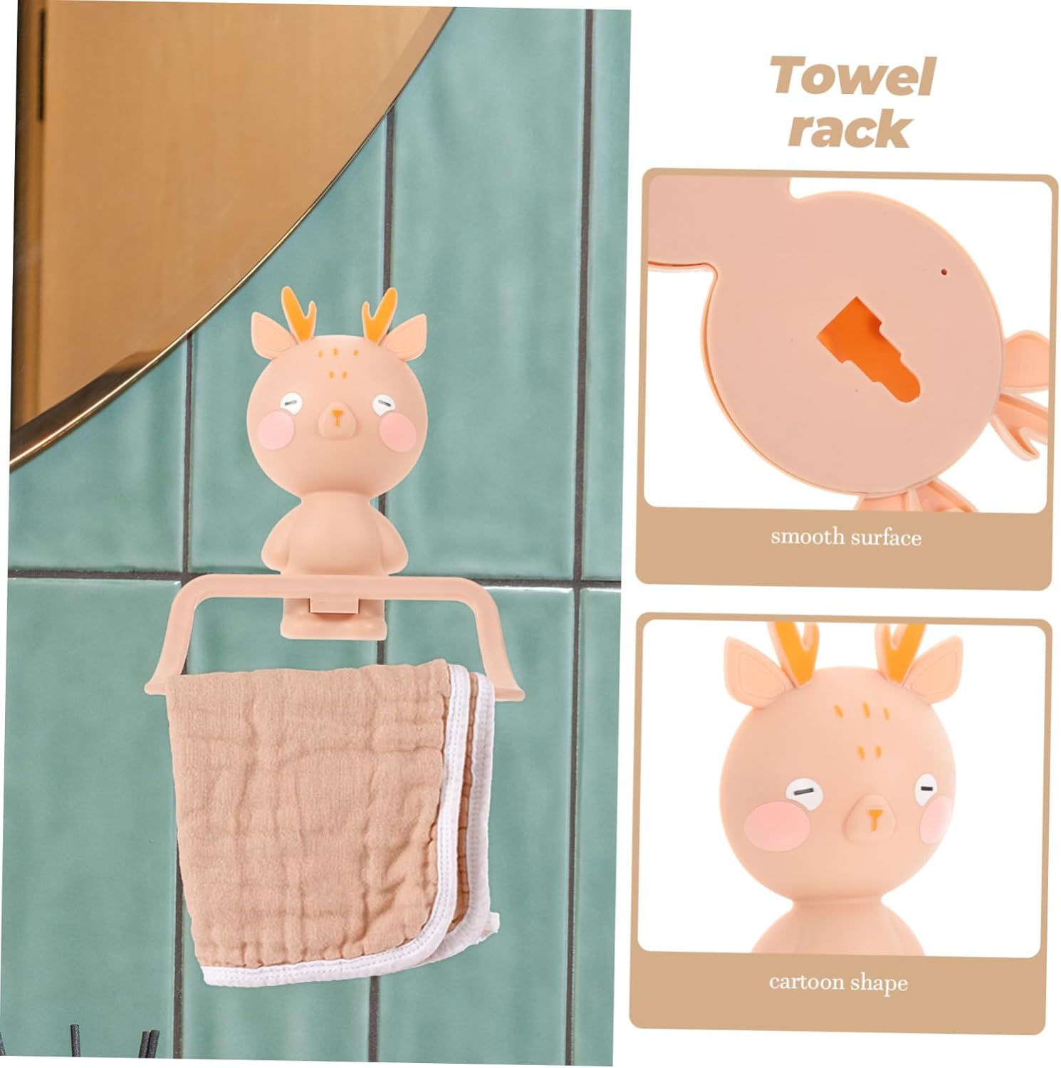 Cartoon Elk Towel Ring - Wall Mounted No Drill Installation