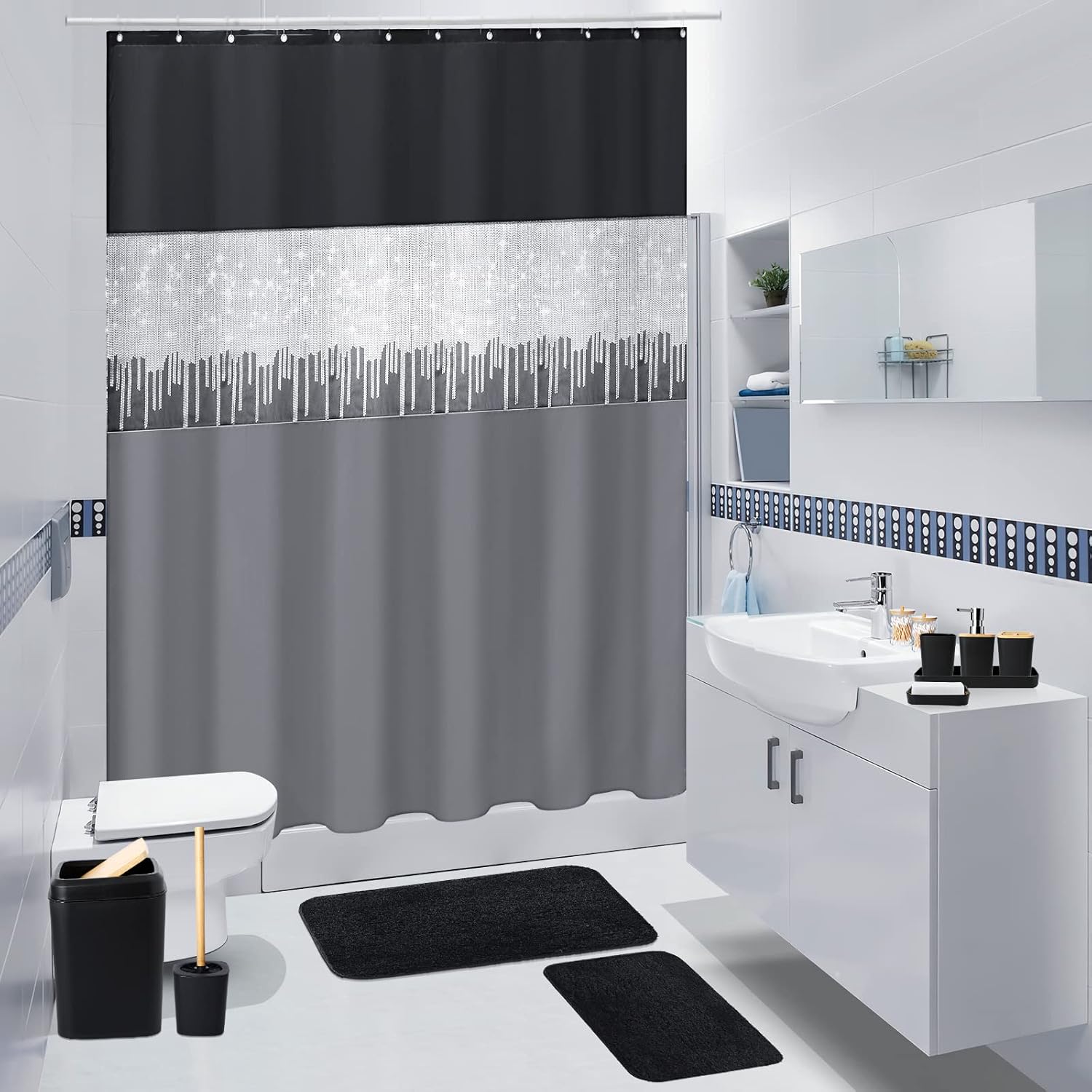 XLHOMO 24PCS Black Bathroom Accessory Set