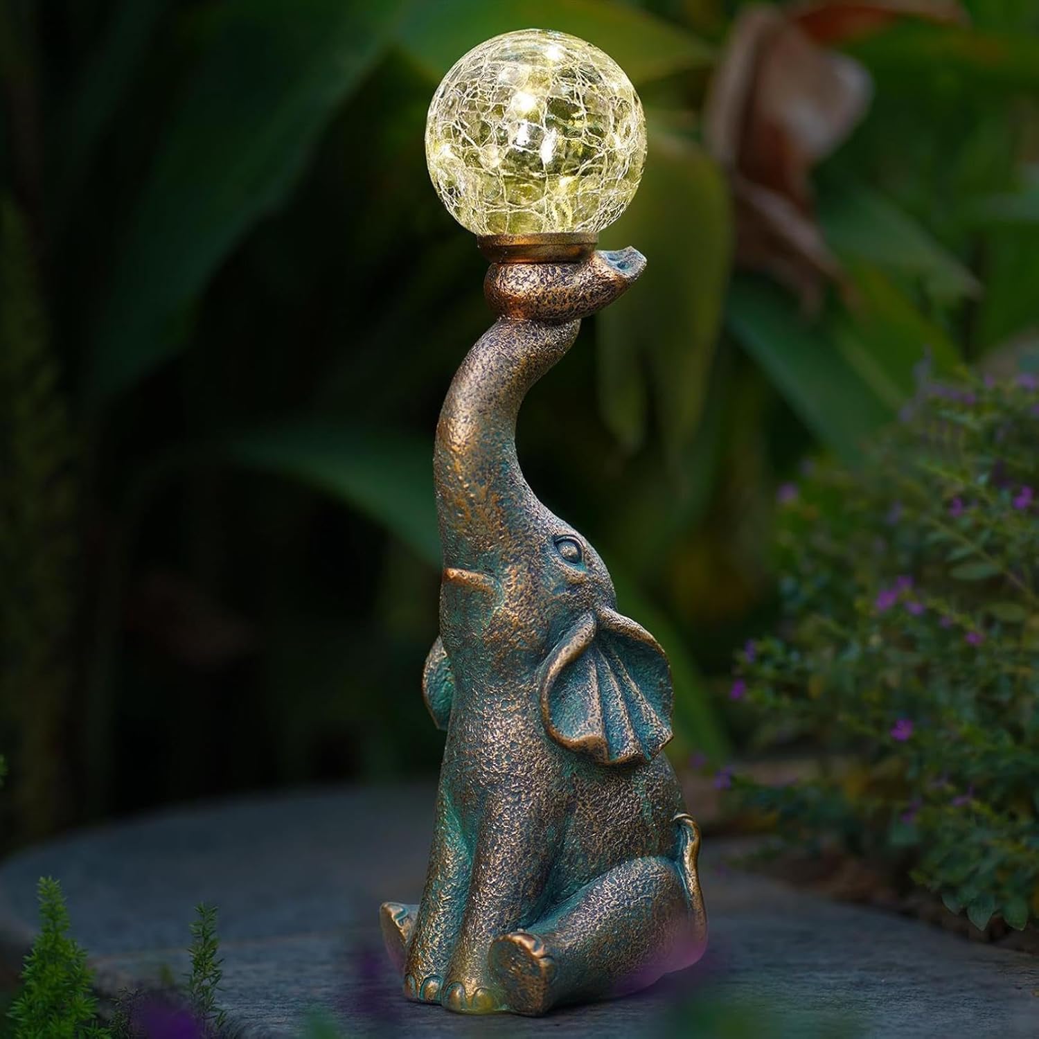 Solar Angel and Elephant Garden Statues - Outdoor Decor