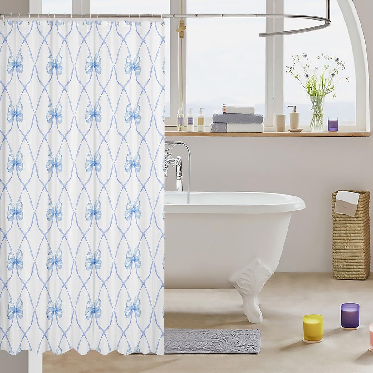 Erosebridal Bow Knot Shower Curtain 72x72