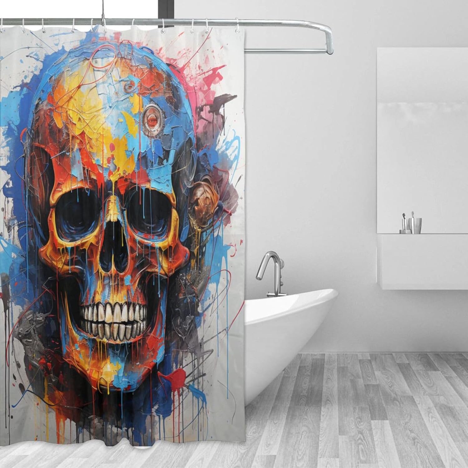 Mysterious Skull Art Shower Curtain Set with 12 Hooks