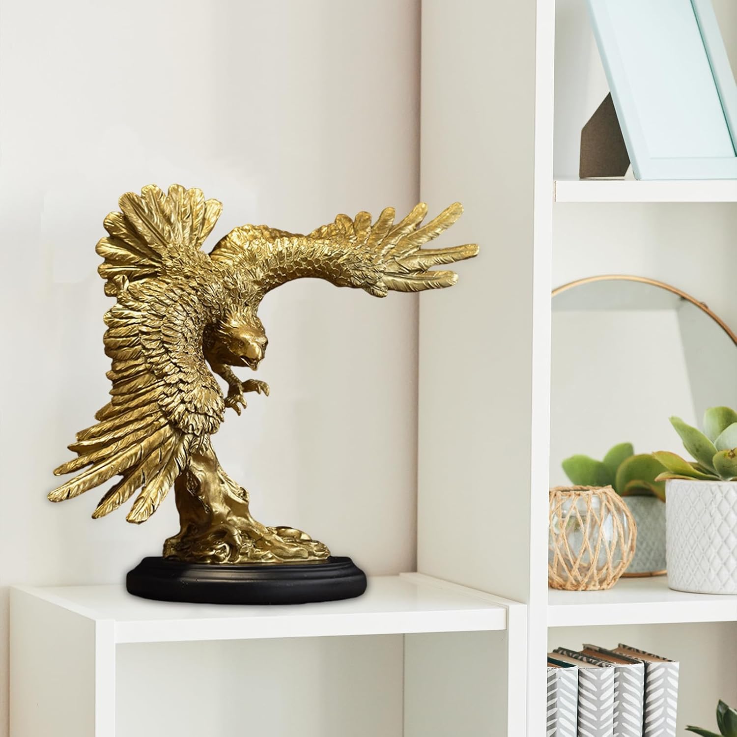 Golden Resin Statue of Flying Wild Eagle