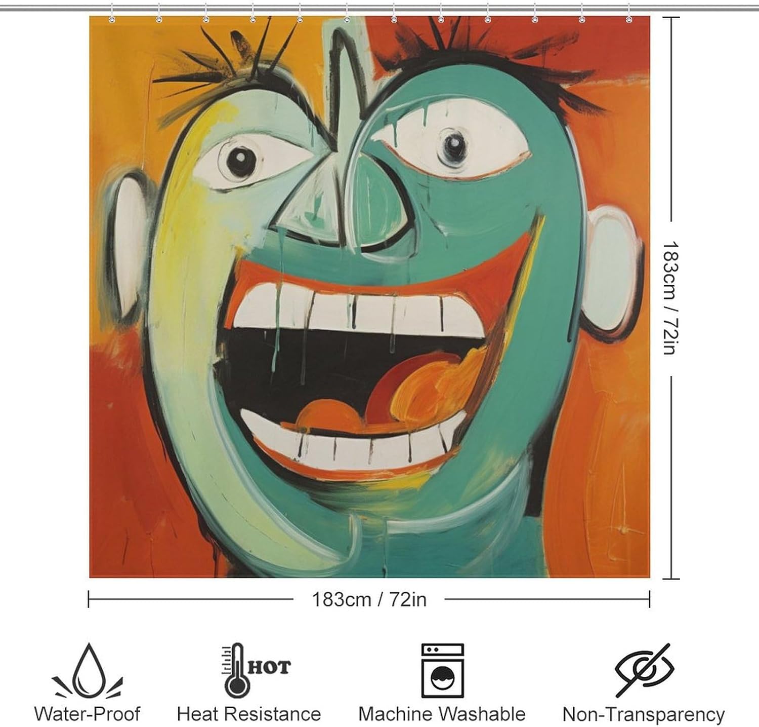 Laughing Boy Shower Curtain Set with 12 Hooks