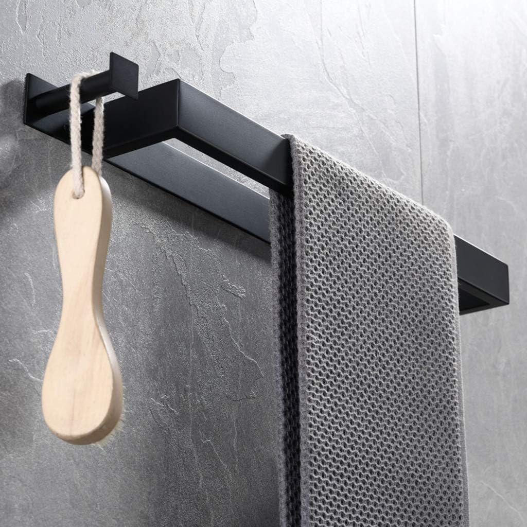 Stainless Steel Bathroom Towel Rack with Hook and Shelf