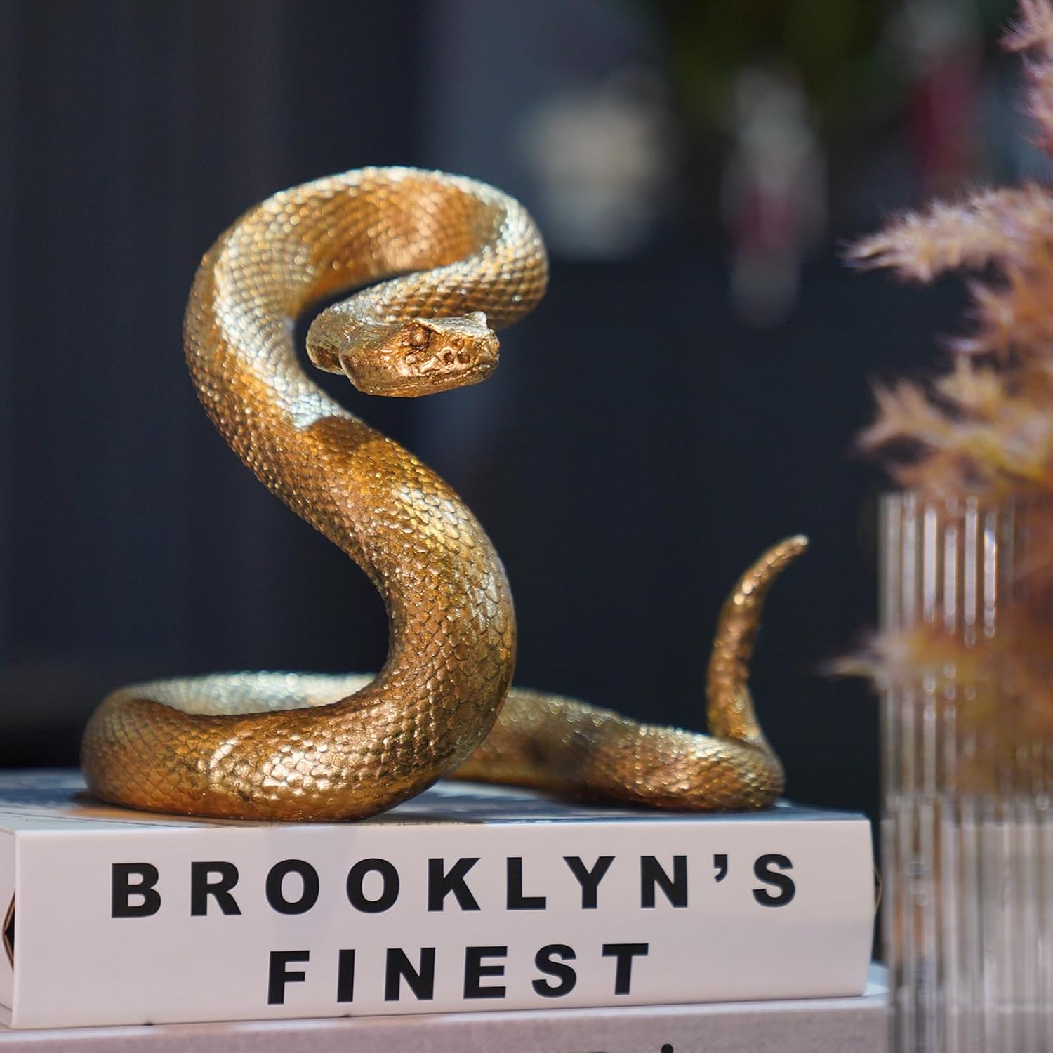 Guichifun Gold Resin Snake Statue - Chinese New Year Home Decor