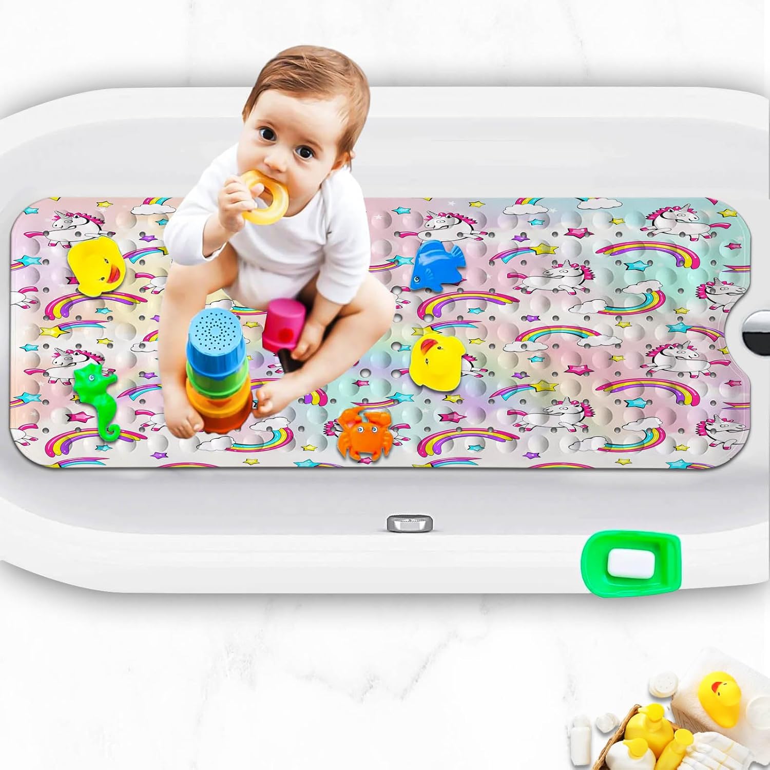 Pink Unicorn Rainbow Bathtub Mat for Kids