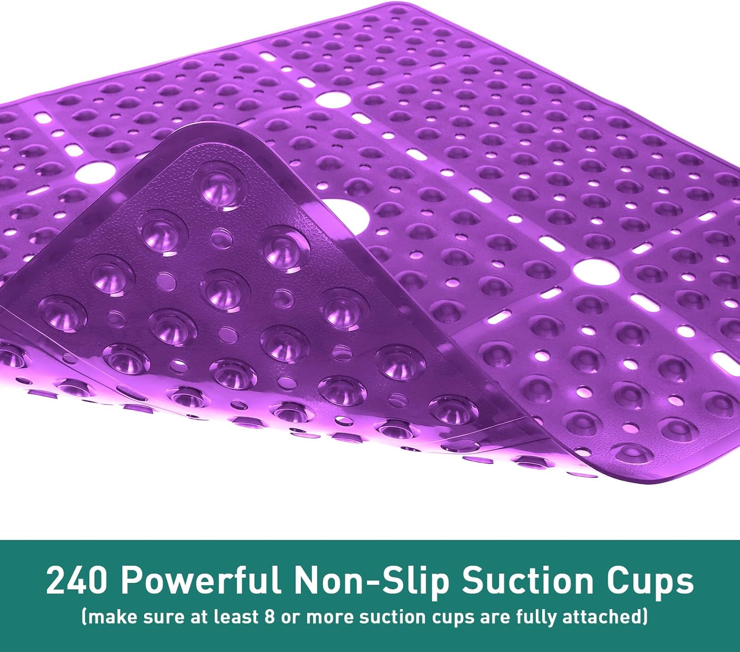 Naoloture Large Purple Square Non-Slip Shower Mat 27x27 Inch