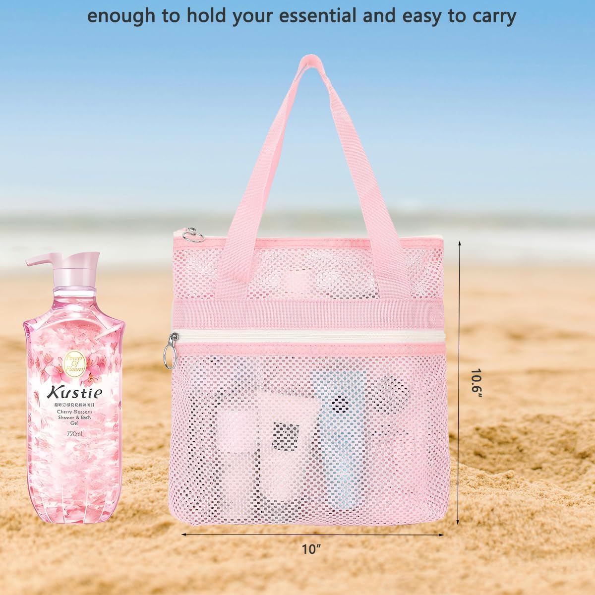 GYEUKHAM Mesh Shower Caddy Portable Toiletry Bag - Quick Drying and Organized Pink