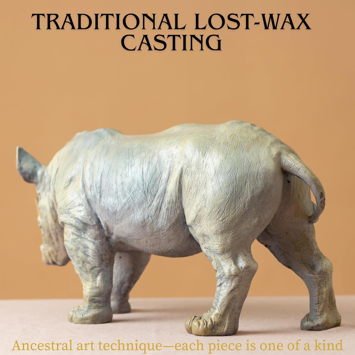 Bronze Rhinoceros Sculpture 197 Inch Realistic Handcrafted Statue