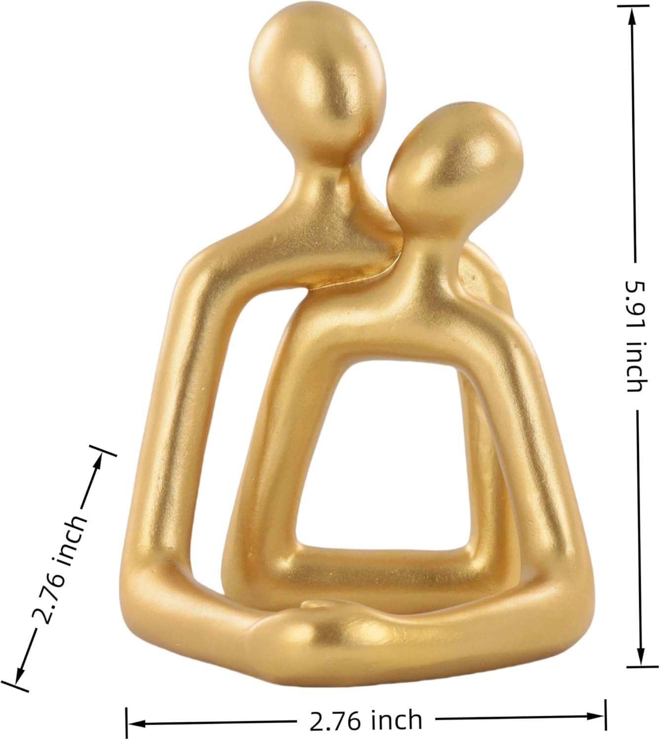 Abstract Hugging Couple Sculpture Gold Resin Home Decor