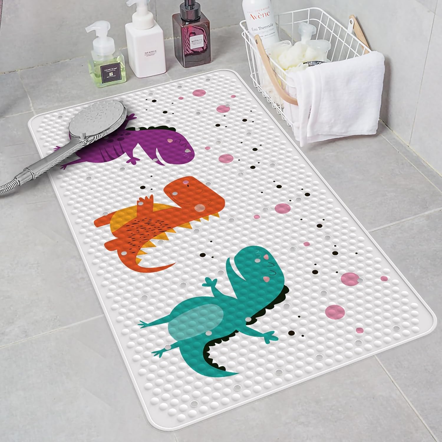 SELIBRE Dinosaur Bathtub Mat with 90 Suction Cups