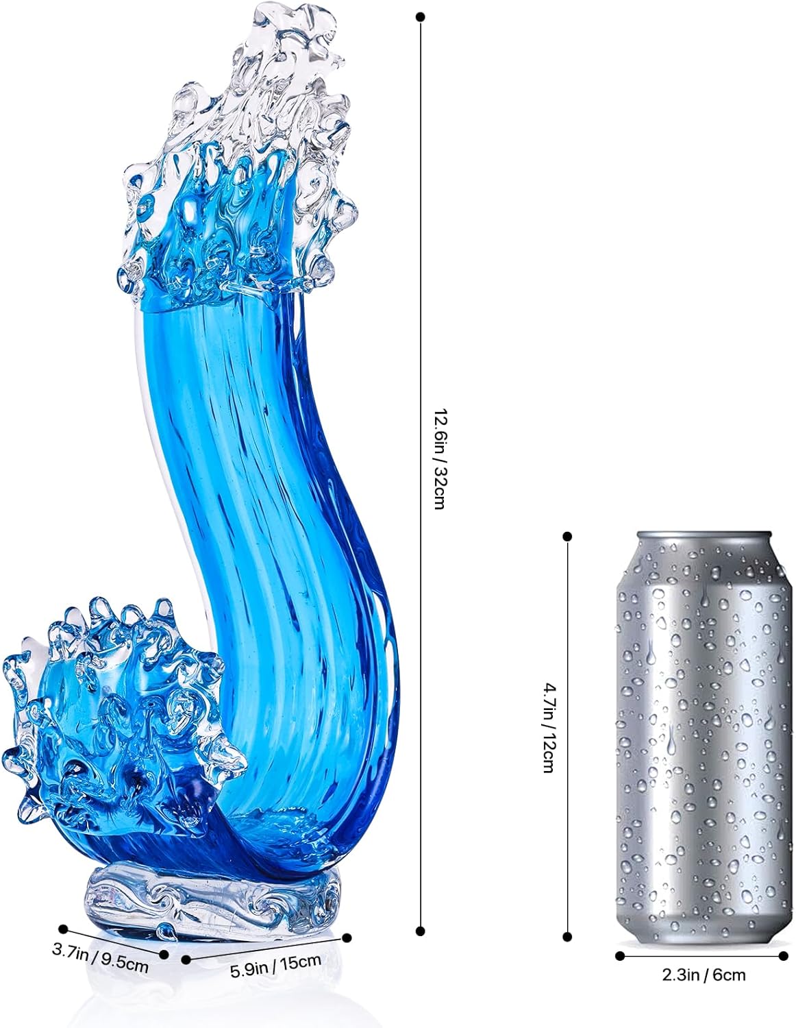 Blue Glass Sculpture Home Decor Art Statue