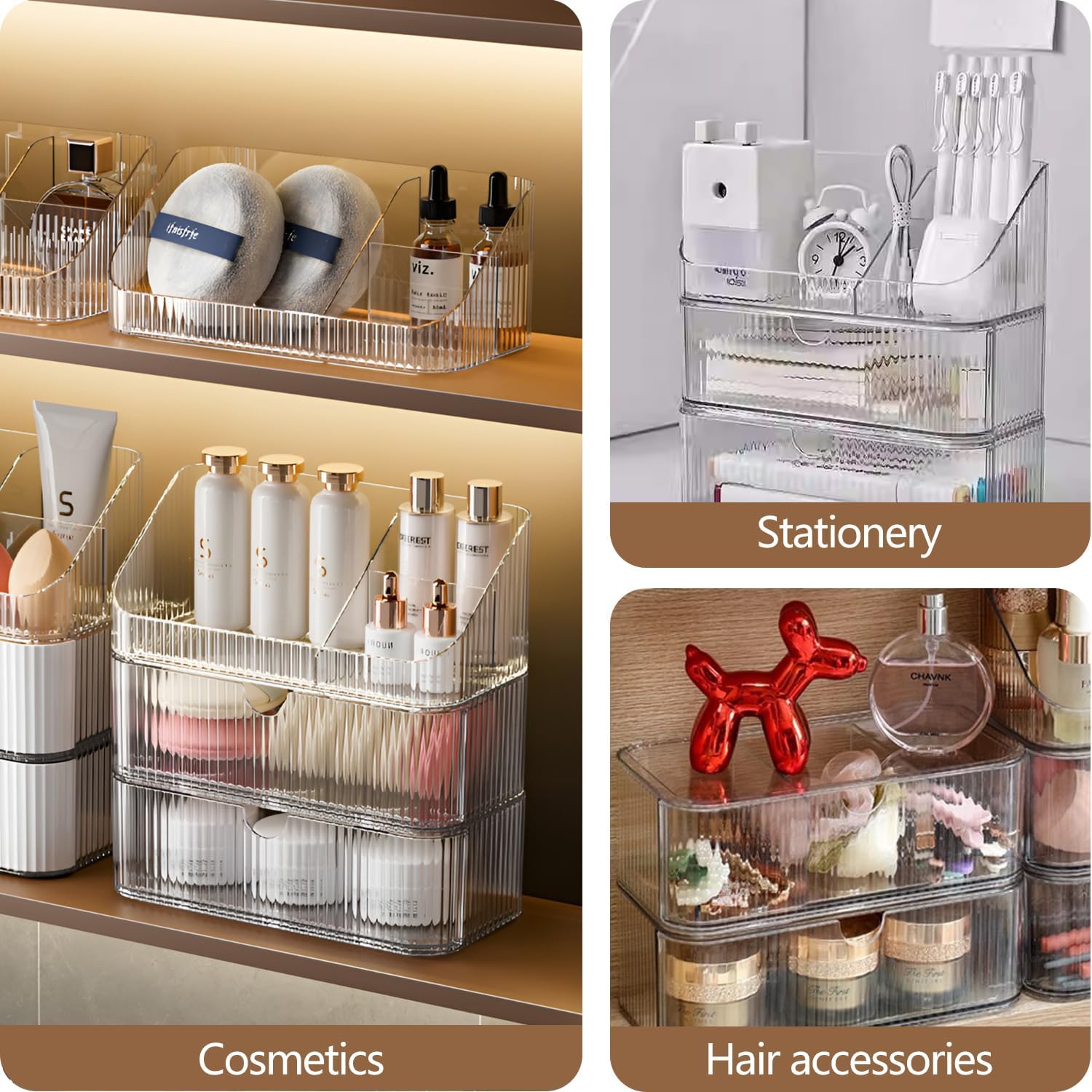 MEAJIO Medicine Cabinet Organizer with 2 Drawers and 1 Tray