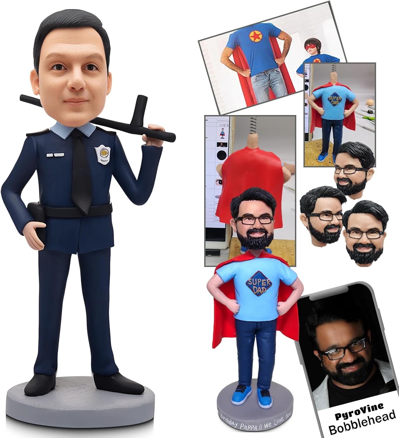 Customized Police Officer Bobblehead - Personalized Desk Decor