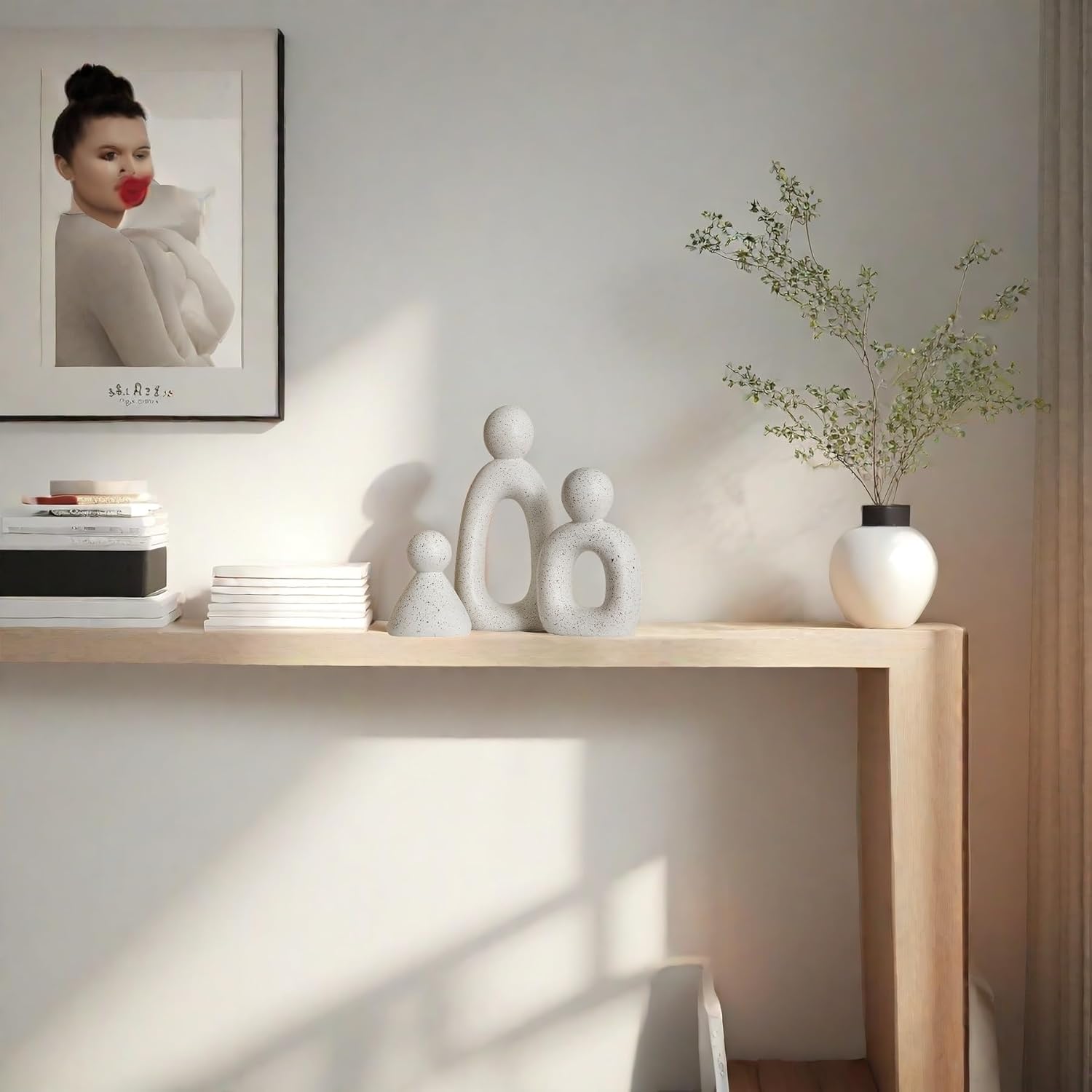 White Family of 3 Sculptures Modern Home Decor