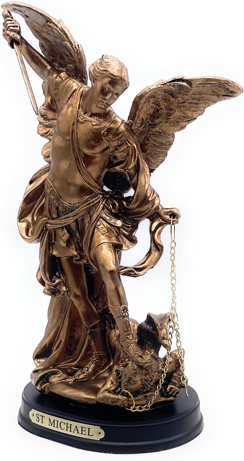 RUSTIX Saint Michael Statue Defeating Satan 85 Inch Bronze
