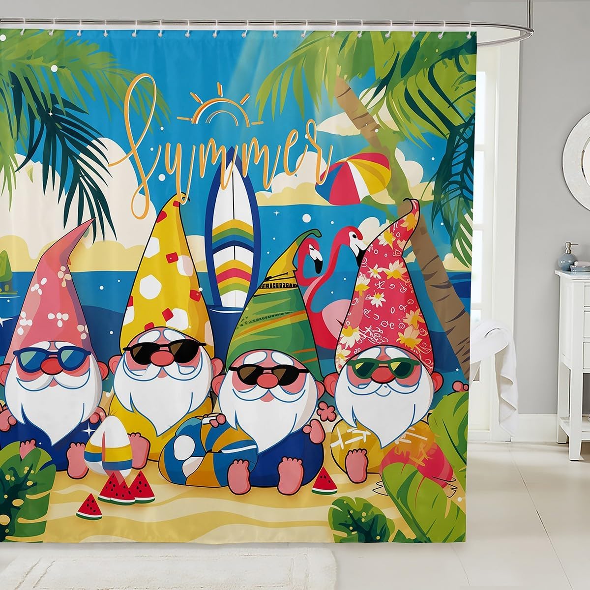 Erosebridal Coastal Beach Gnome Shower Curtain Set