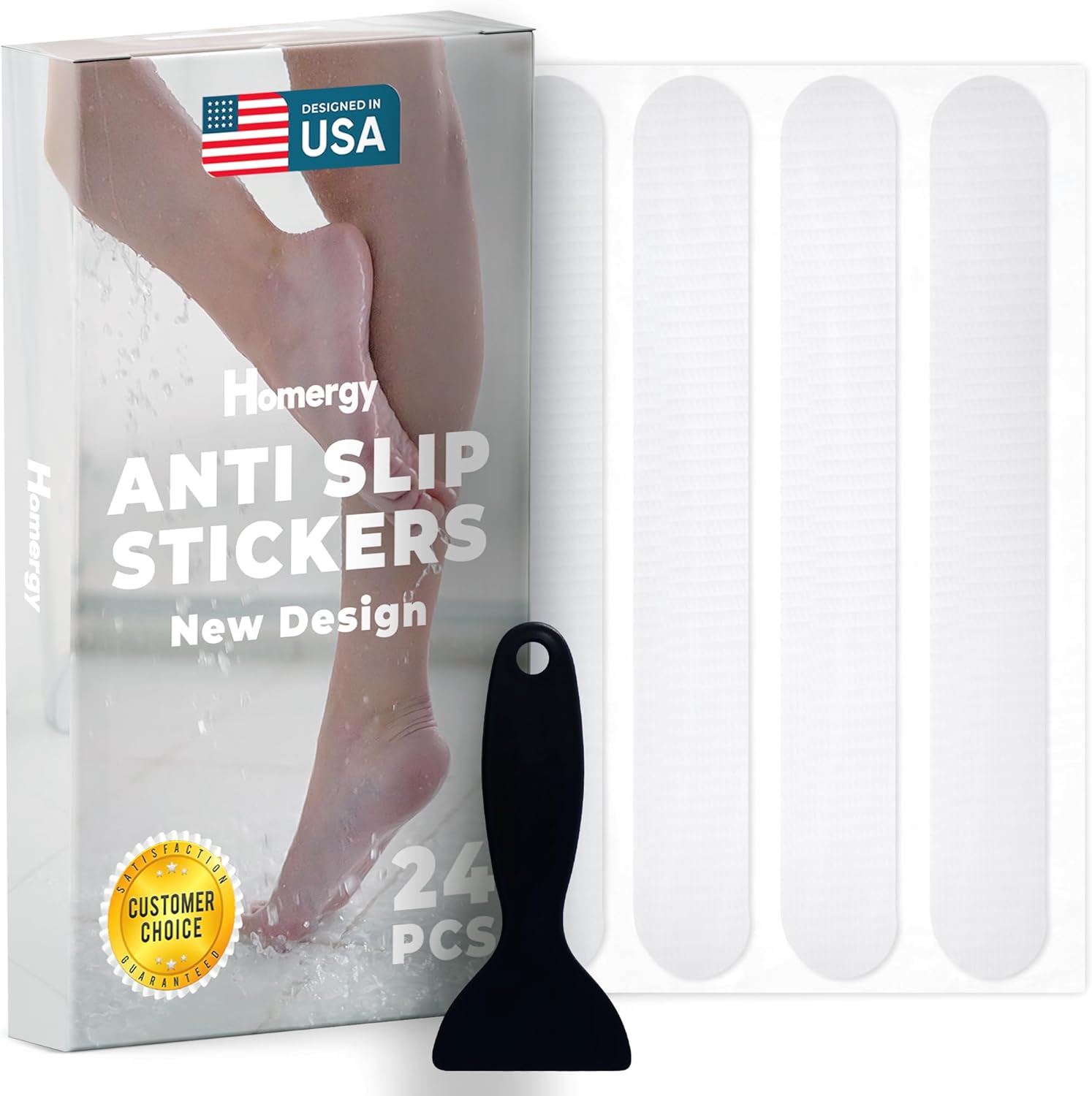 Homergy Anti-Slip Shower Stickers 24 PCS White