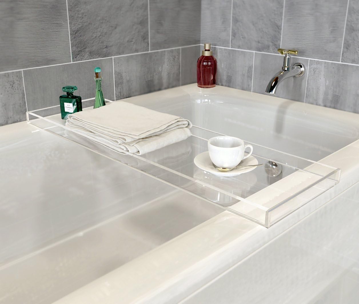 ONELUX Durable Clear Acrylic Bathtub Tray 1