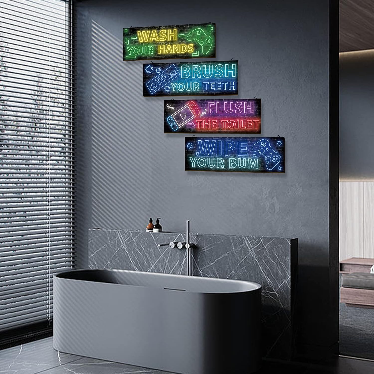 YLOLUL Neon Gaming Wall Art Set for Boys