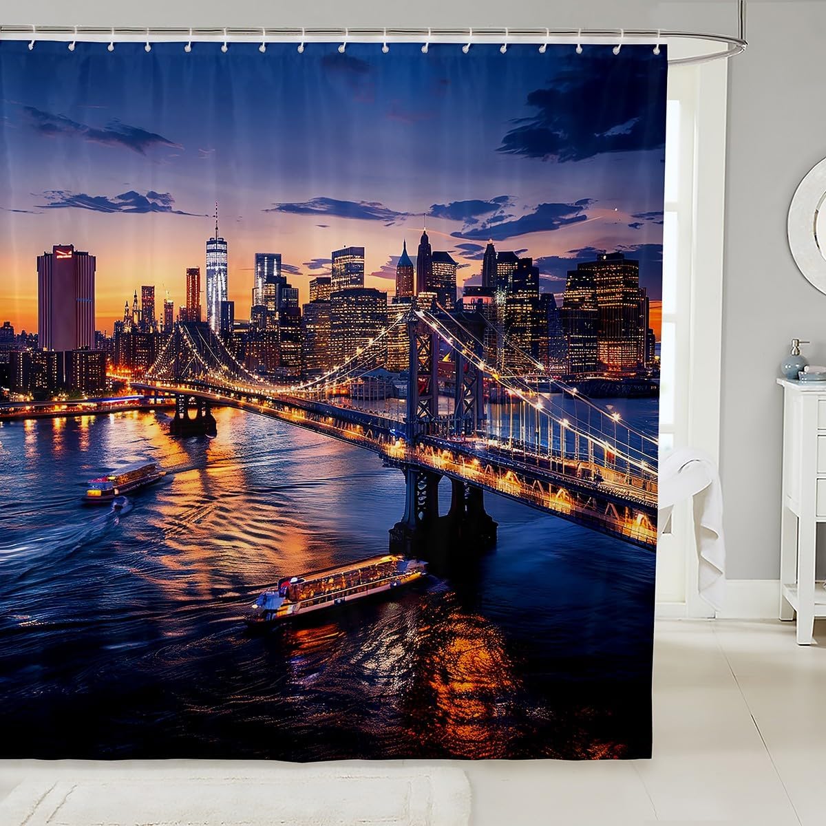 Erosebridal NYC Skyline Shower Curtain Set 72x72