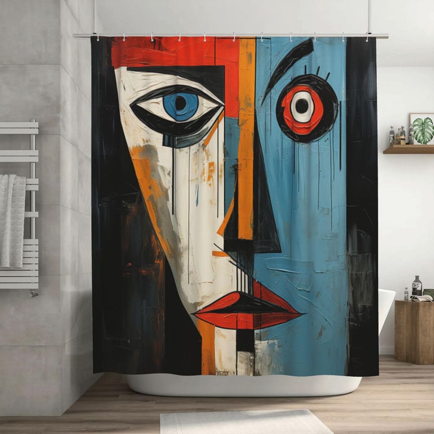 DAOWANGZUO Boho Girl Paint Splash Shower Curtain Set