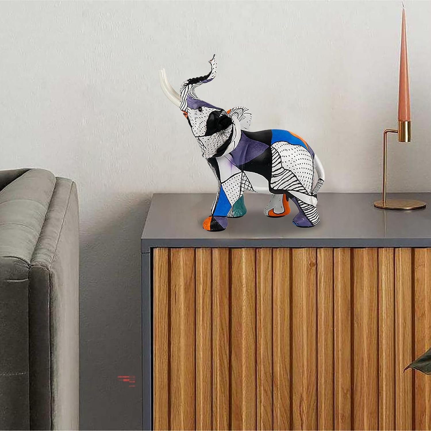 Nudsfuii Miniature Statue Elephant Decor for Living Room
