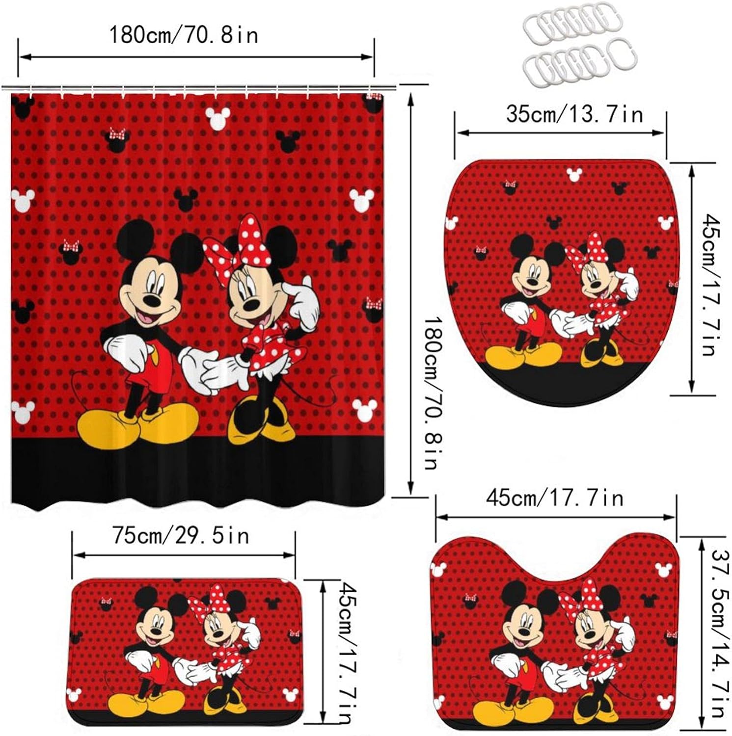 PLMZUOK 4Pcs Bathroom Accessory Set with Non-Slip Rugs and Mat
