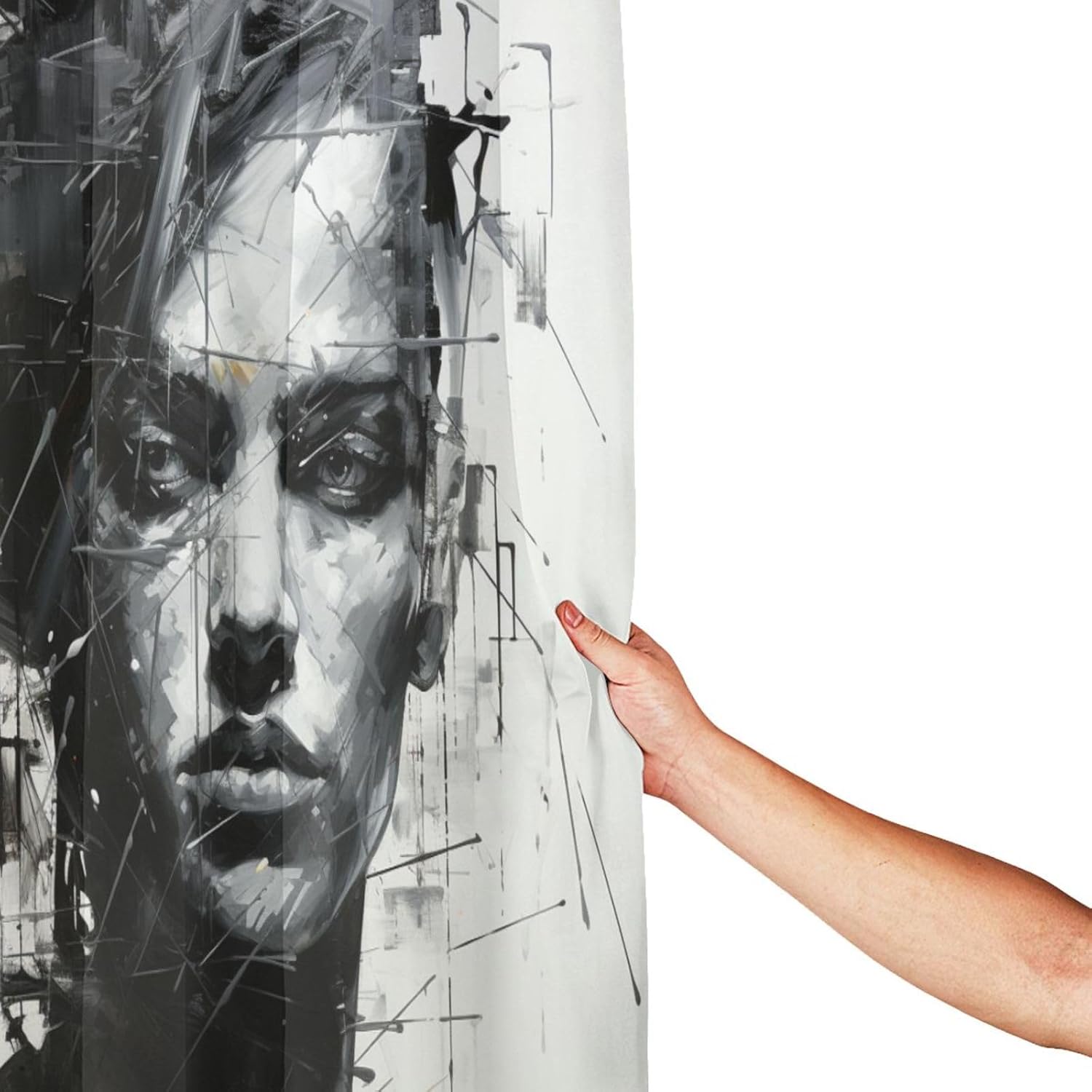 DAOWANGZUO Abstract Girl Shower Curtain Set with 12 Hooks 72x72in