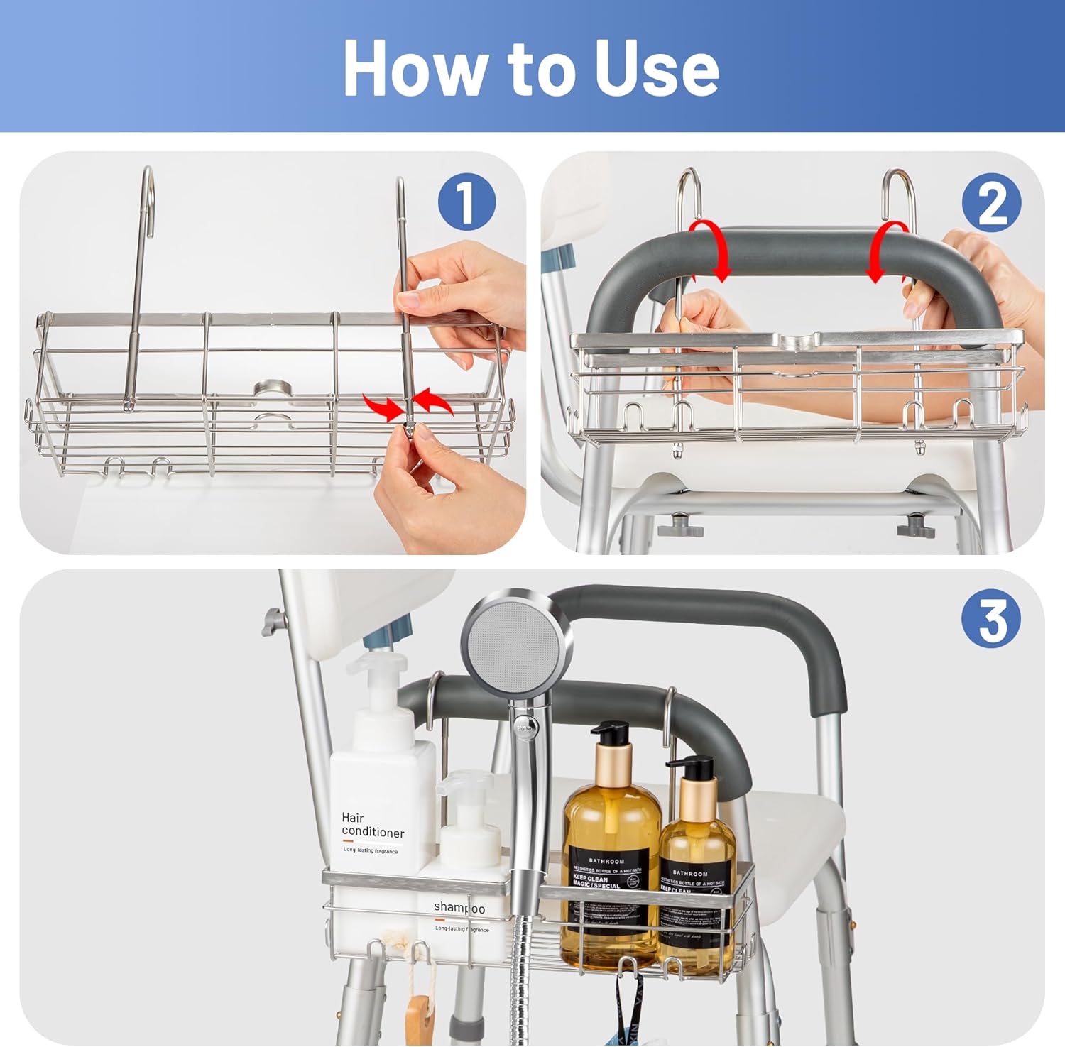 YUOROS Shower Caddy for Chair 304 Stainless Steel Organizer