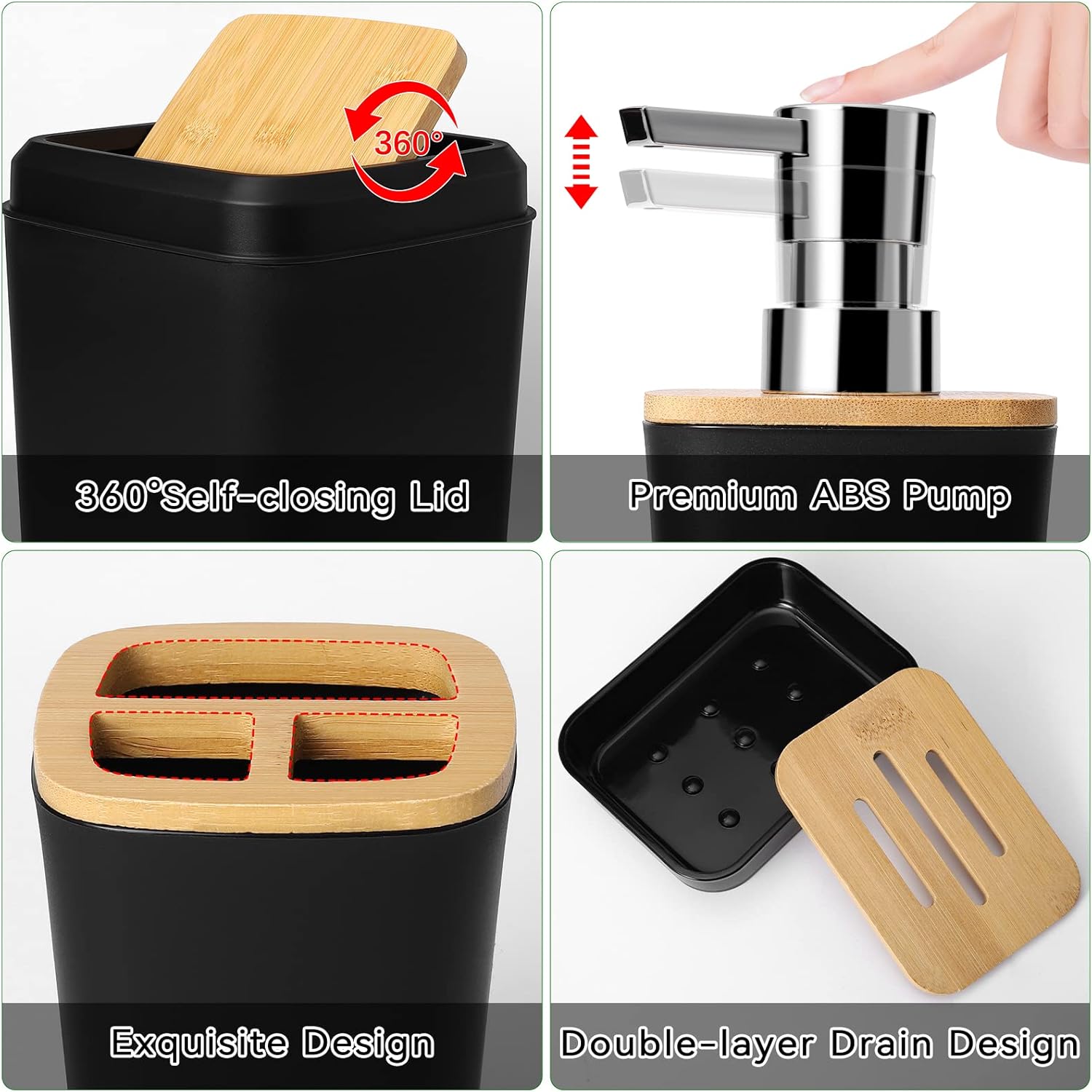 XLHOMO 24PCS Black Bathroom Accessory Set