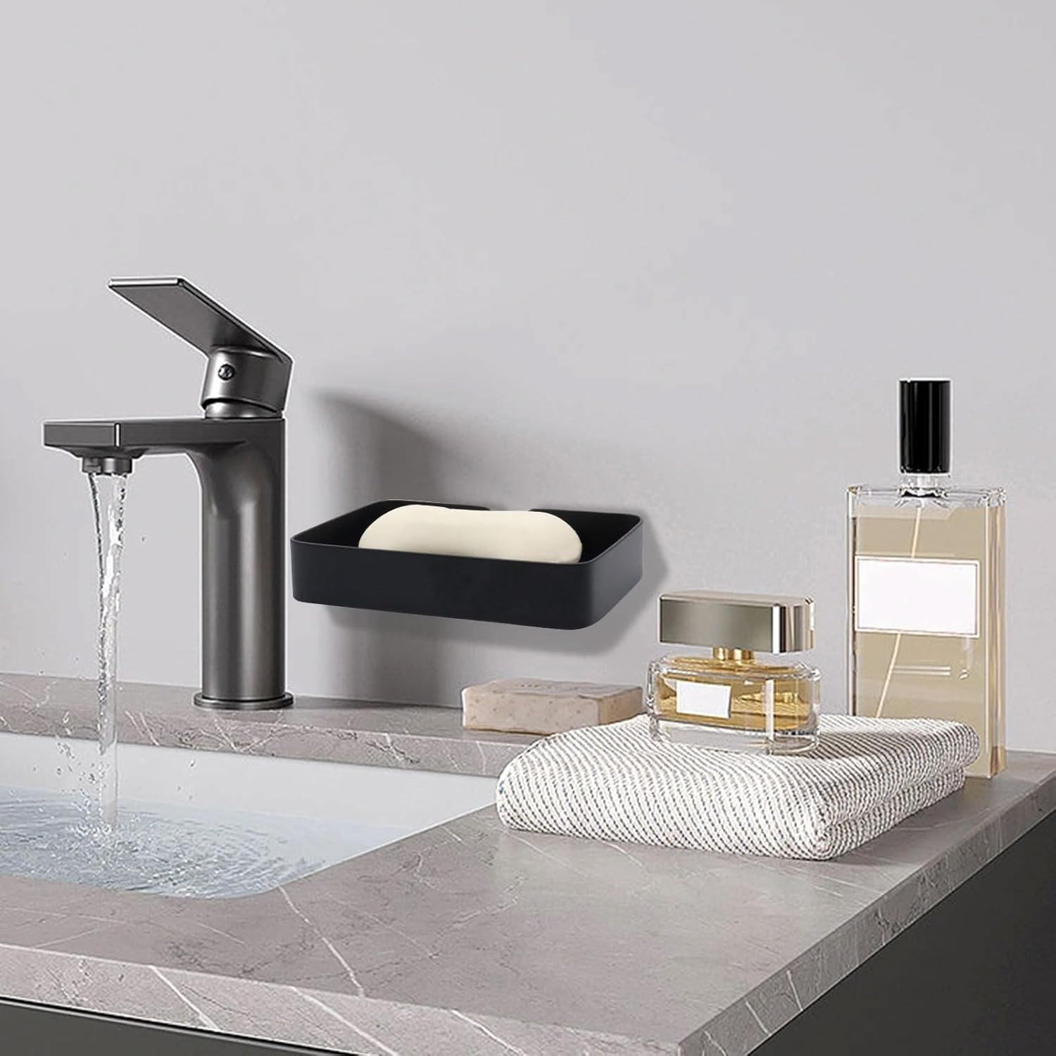 Stainless Steel Black Soap Dish Holder Wall Mount