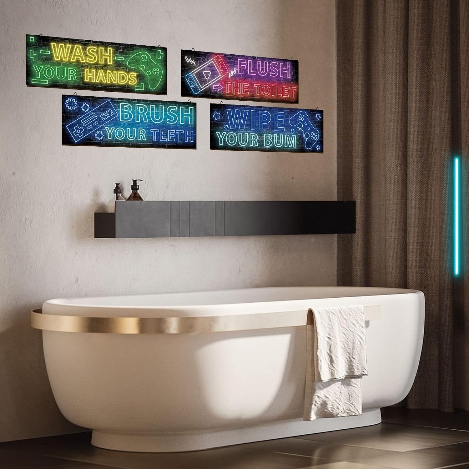 YLOLUL Neon Gaming Wall Art Set for Boys