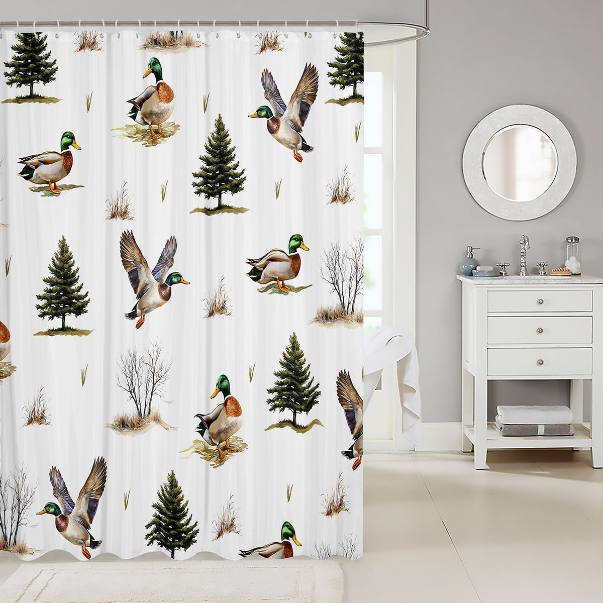 Erosebridal Mallard Duck Hunter Shower Curtain Set