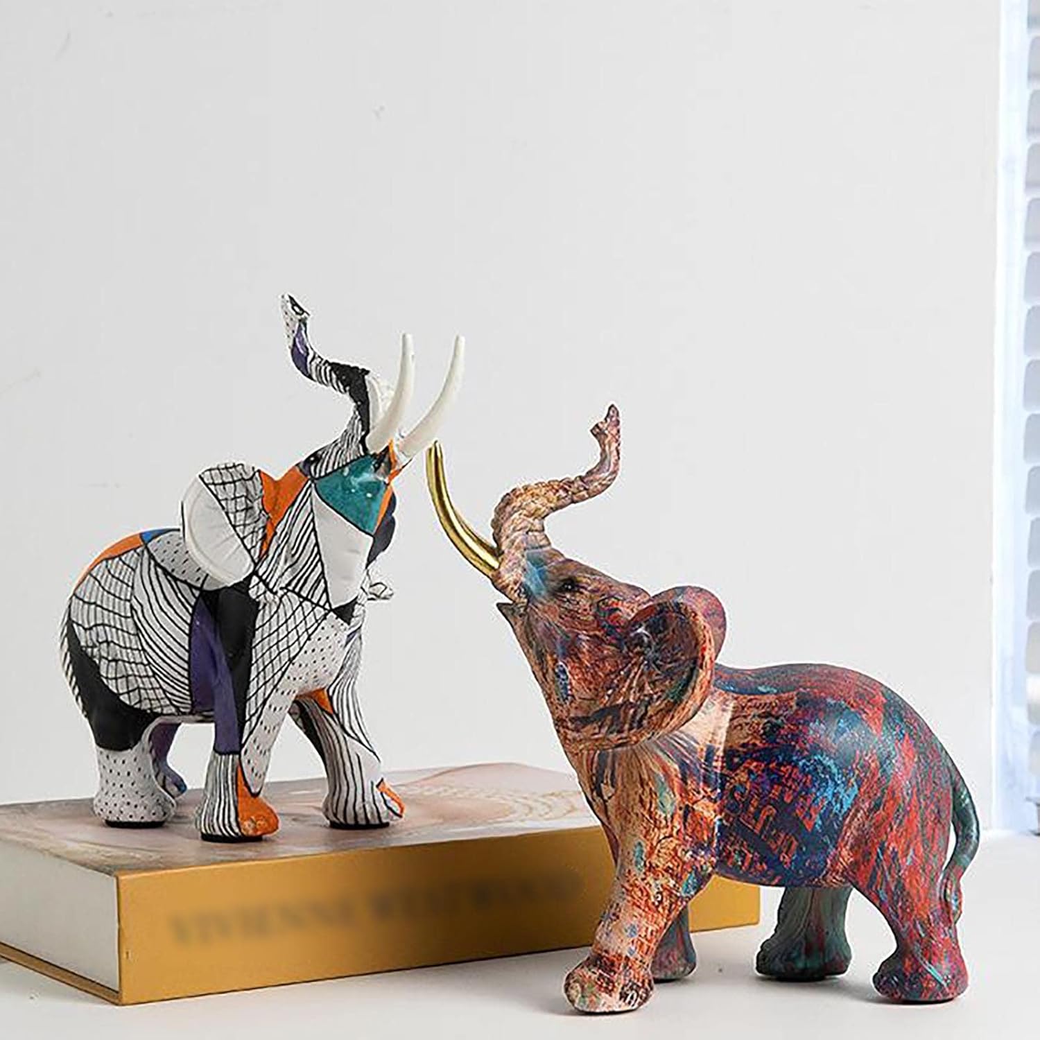 Nudsfuii Simple Elephant Statue Home Decor Accent