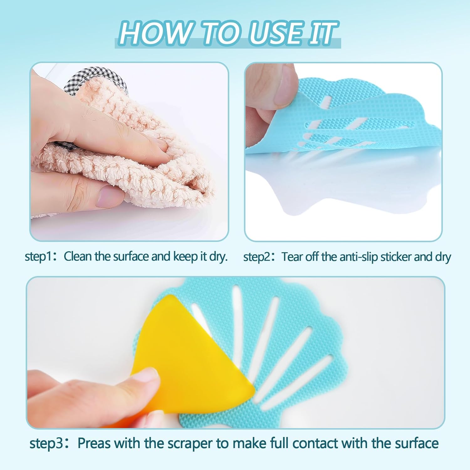 48Pcs Non-Slip Bathtub Stickers with Scraper