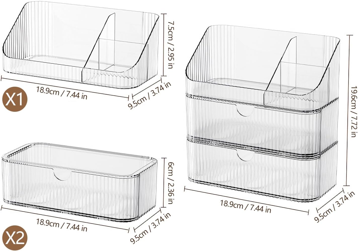 MEAJIO Medicine Cabinet Organizer with 2 Drawers and 1 Tray