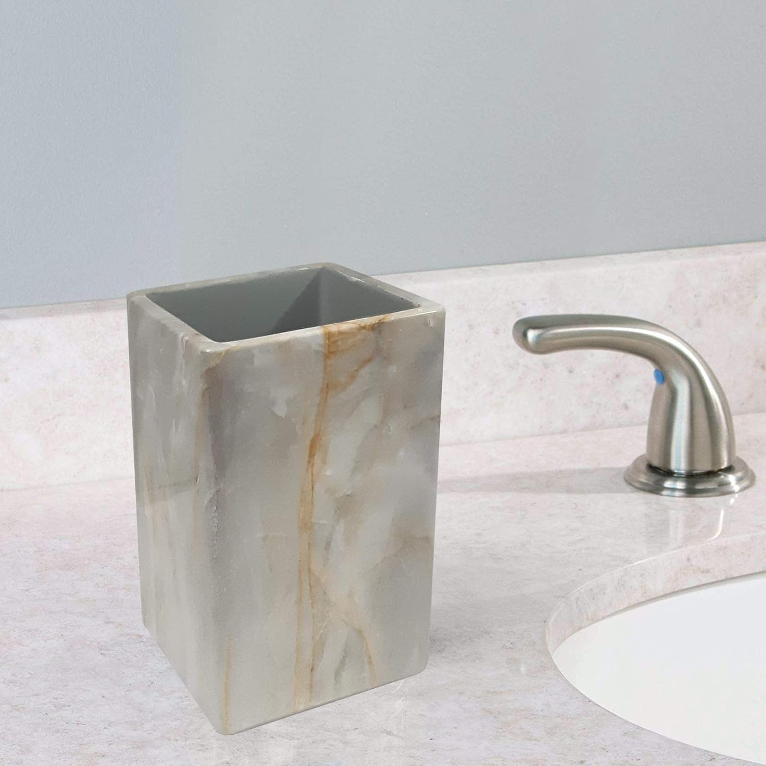 Nu Steel Stone Hedge Marble Tumbler for Bathroom Storage