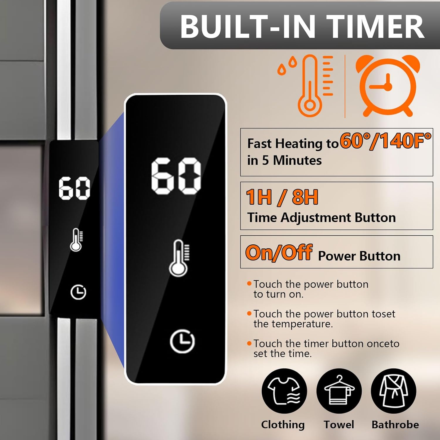 Verida Towel Warmer Rack with Timer and Temperature Control 1