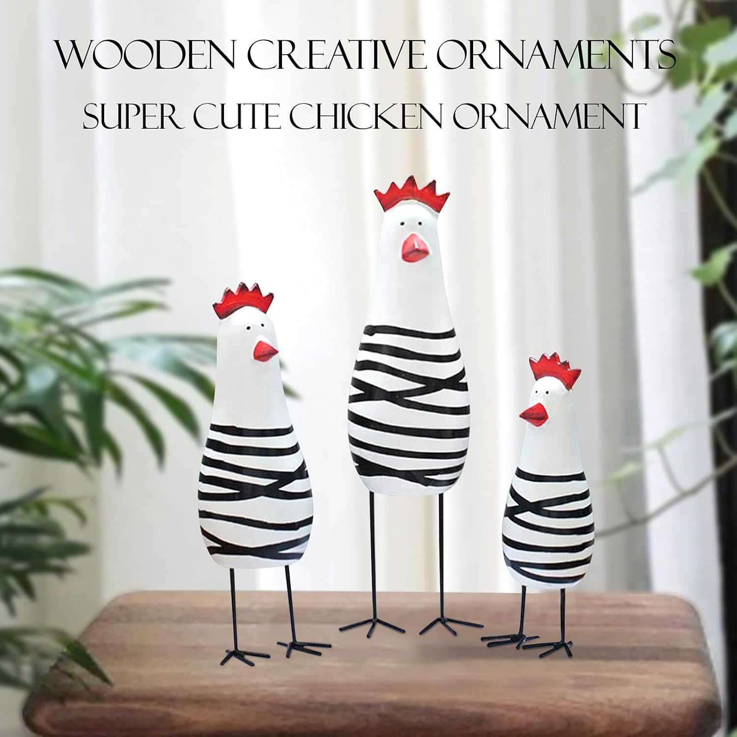 Notakia Wooden Rooster Home Decor Set of 3