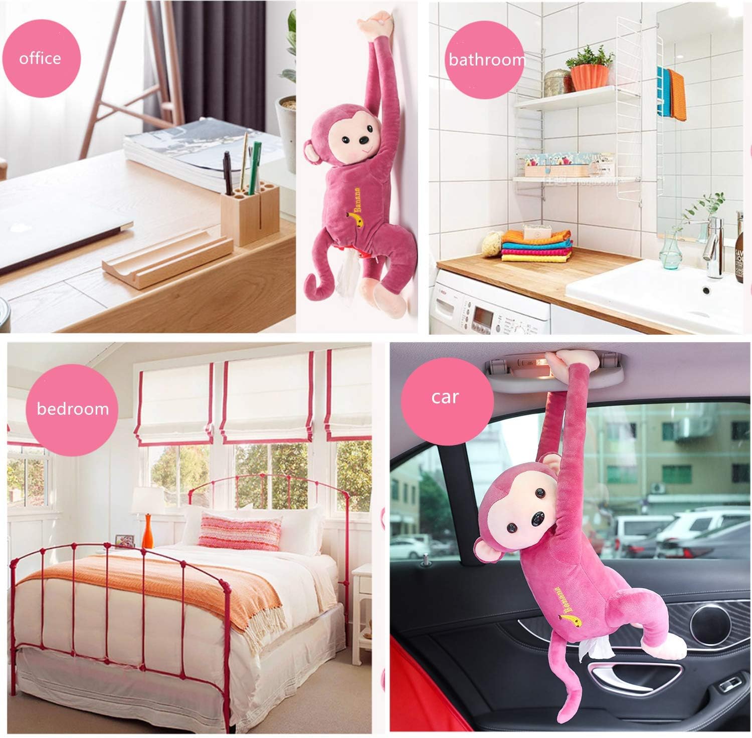 Plush Pipi Monkey Tissue Holder for Home and Car Use