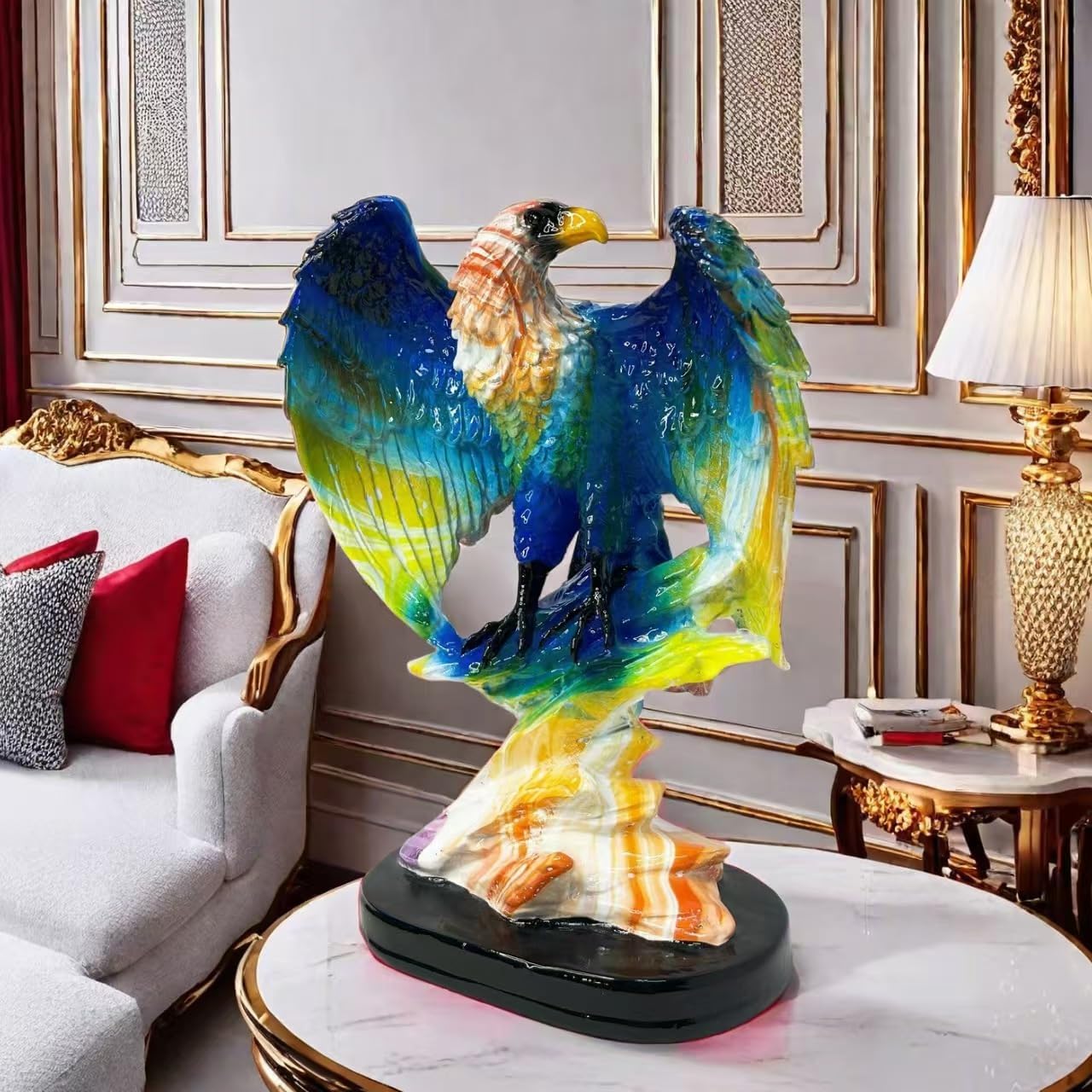 Rekeell Decorative Resin Eagle Statue Purple Blue 1