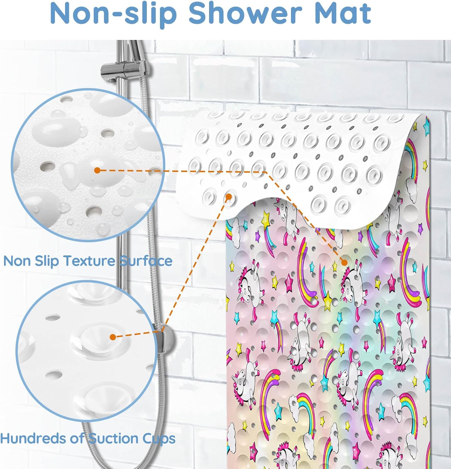 Pink Unicorn Rainbow Bathtub Mat for Kids
