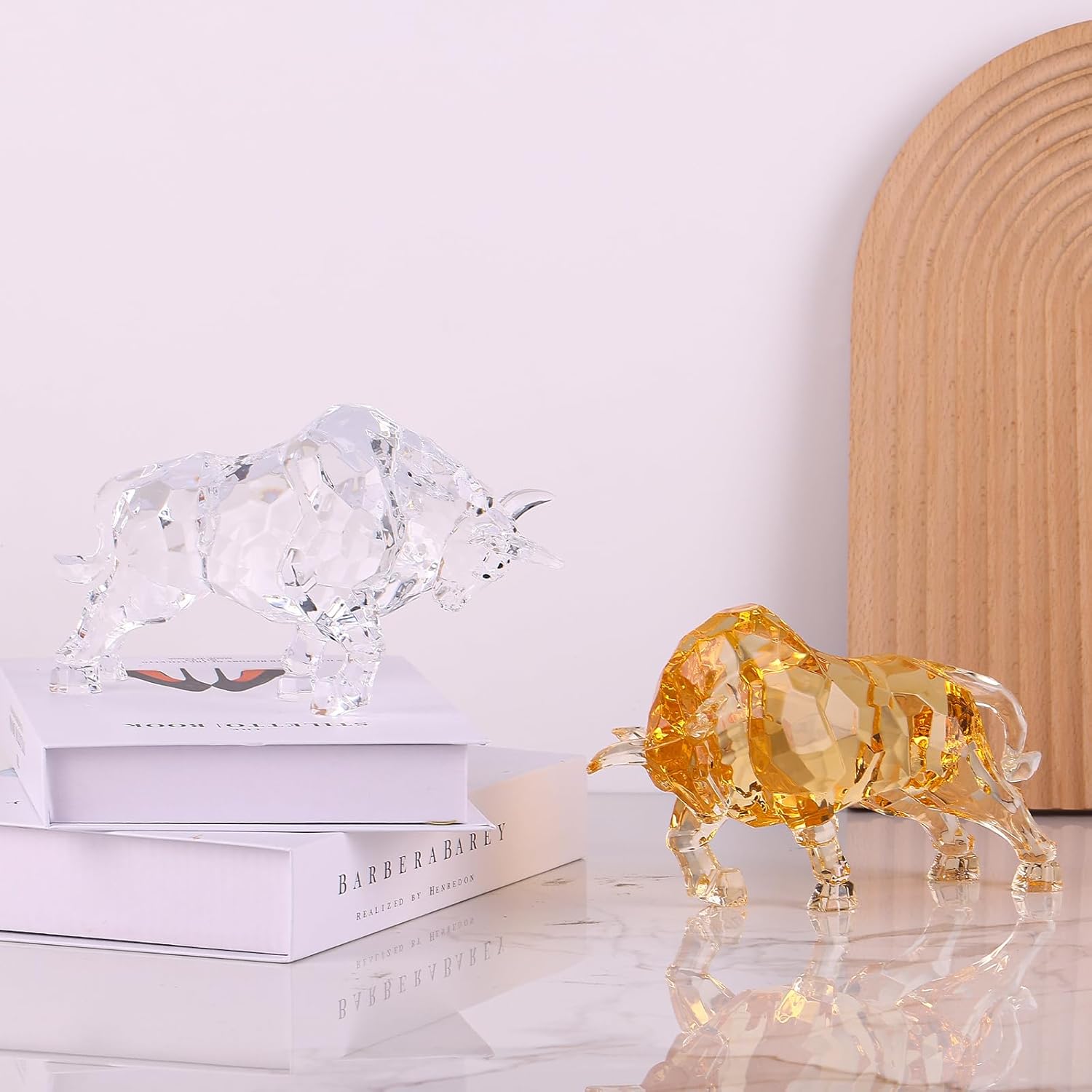 Acrylic Wall Street Bull Statue Office Desk Decor