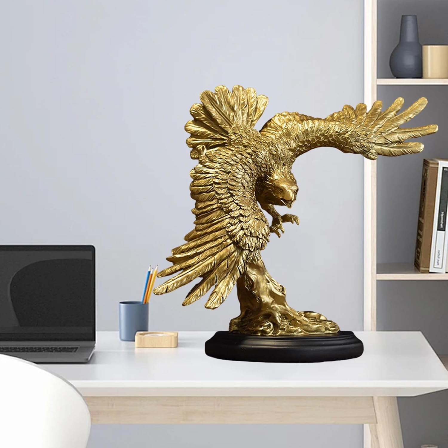 Golden Resin Statue of Flying Wild Eagle