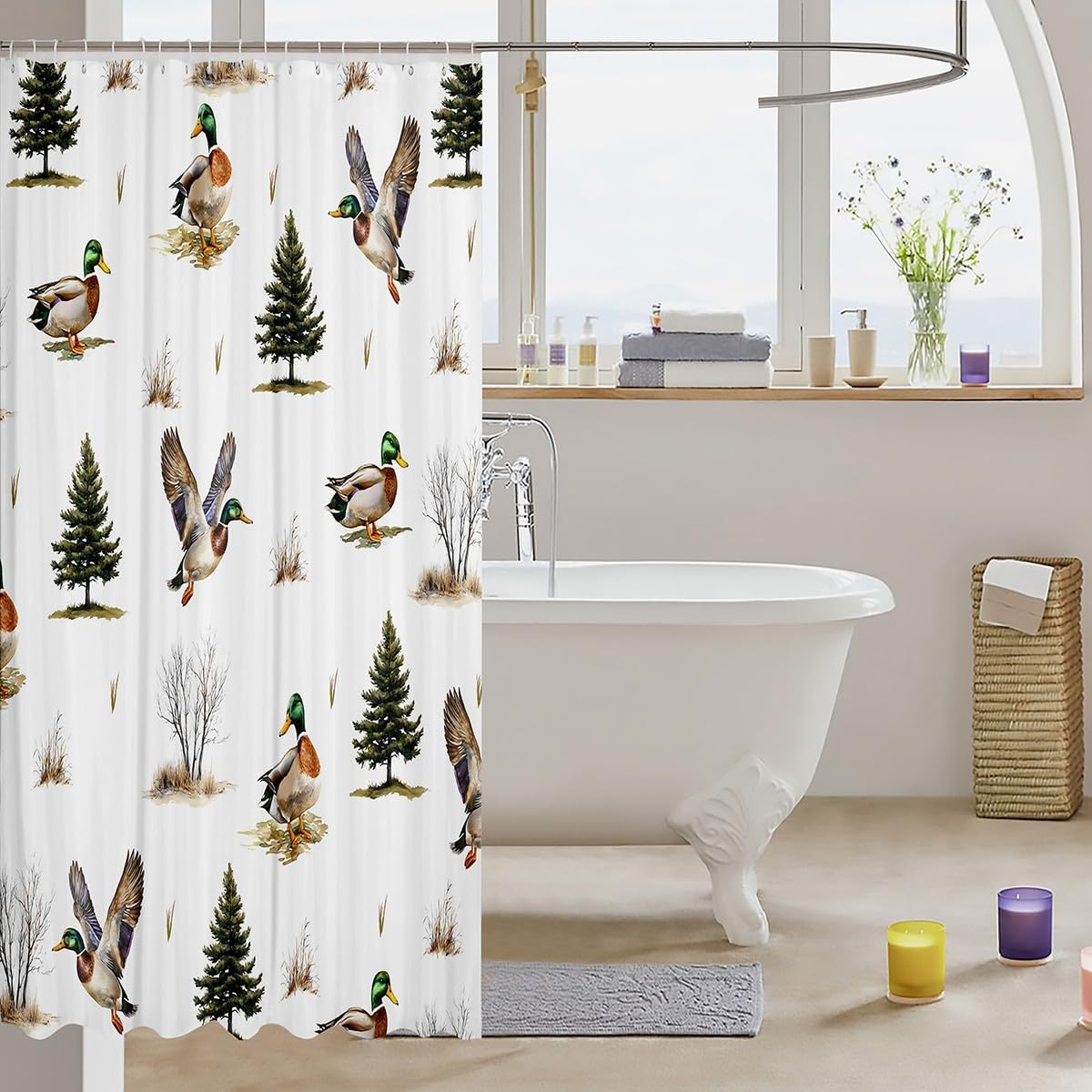 Erosebridal Mallard Duck Hunter Shower Curtain Set