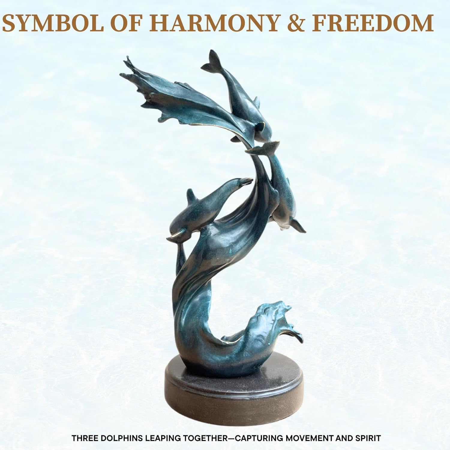 Bronze Dolphin Sculpture 185 Tall Handcrafted Dcor