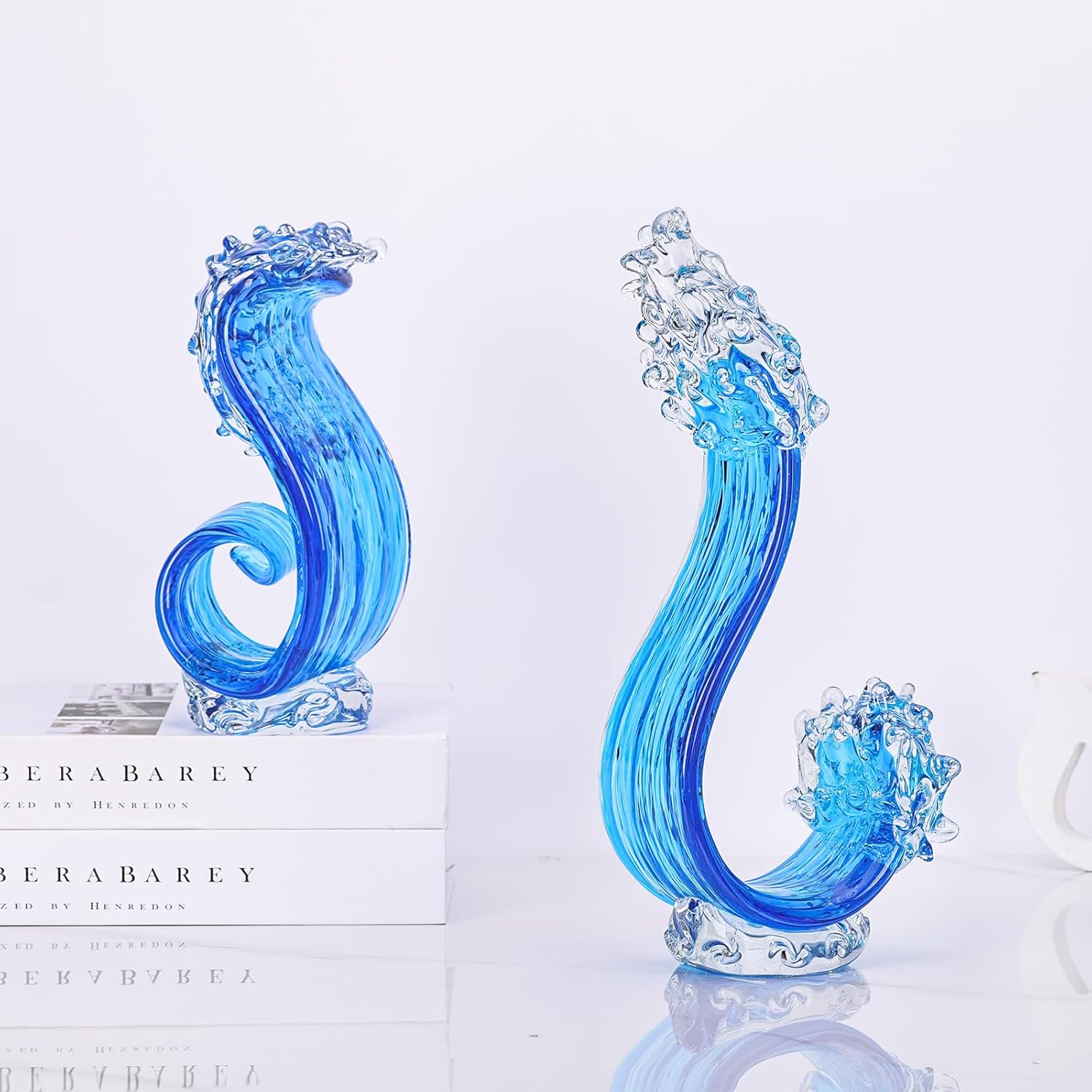 Blue Glass Sculpture Home Decor Art Statue