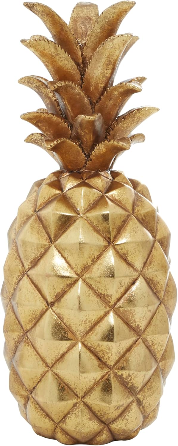 Deco 79 Gold Pineapple Polystone Sculpture 7x7x18