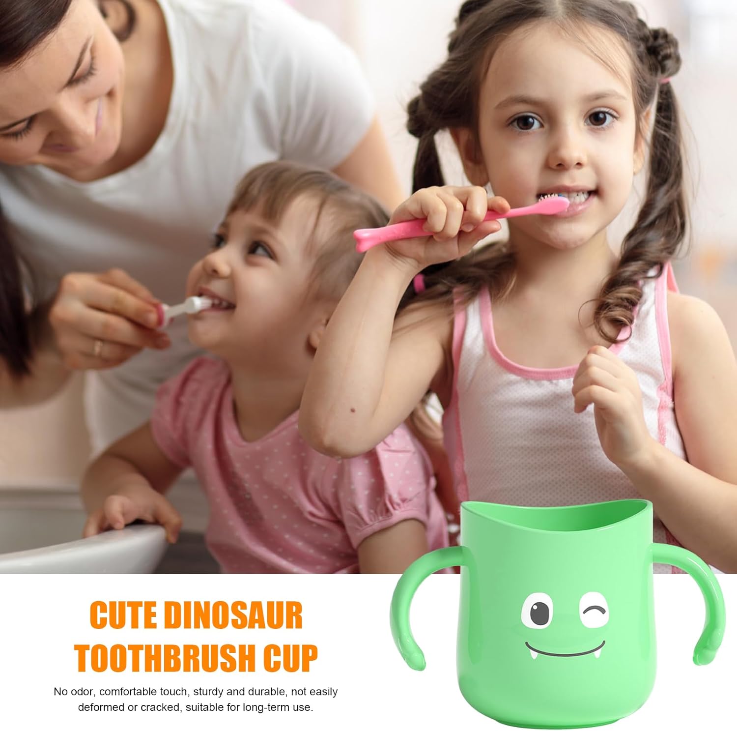 Cute Dinosaur Toothbrush Cup with Double Handles